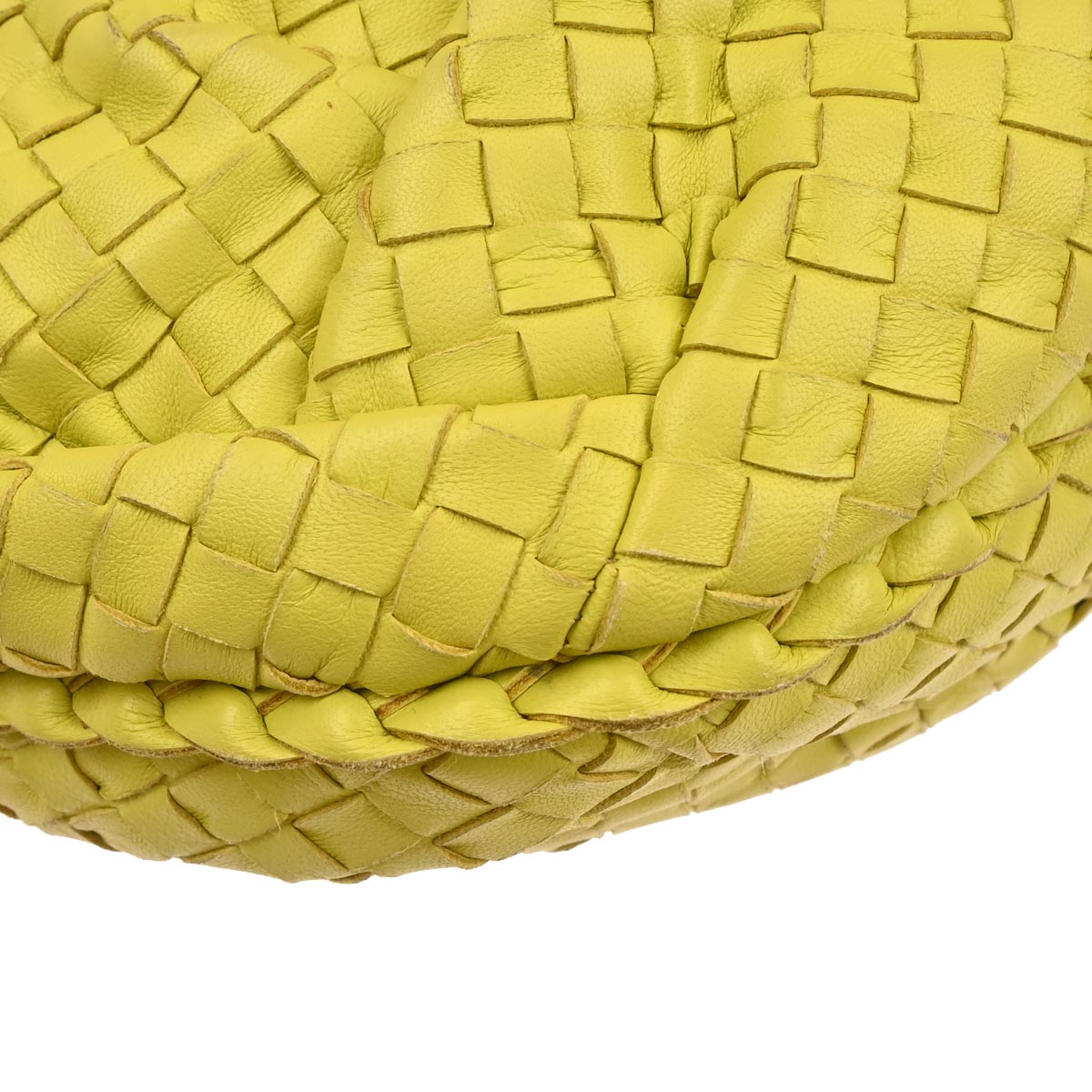 Bottega Veneta Yellow Lambskin Intrecciato Hobo Handbag