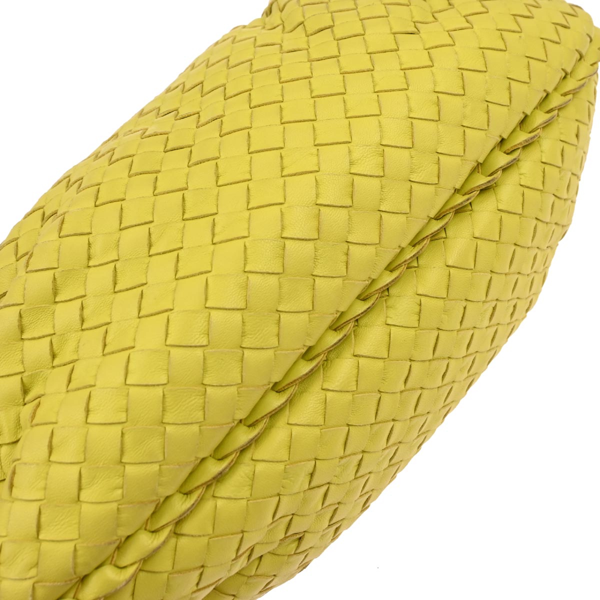 Bottega Veneta Yellow Lambskin Intrecciato Hobo Handbag