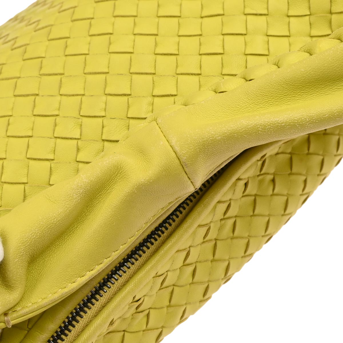 Bottega Veneta Yellow Lambskin Intrecciato Hobo Handbag