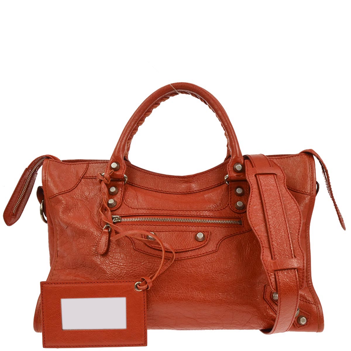 Balenciaga Red Lambskin City Medium 2way Shoulder Handbag