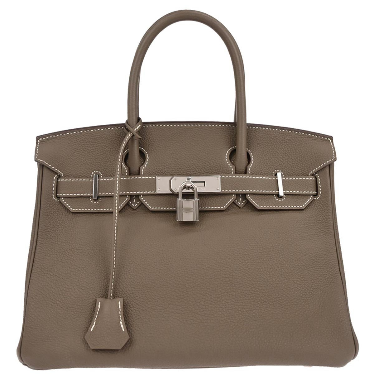 Hermes Etoupe Gray Togo Birkin 30 Handbag