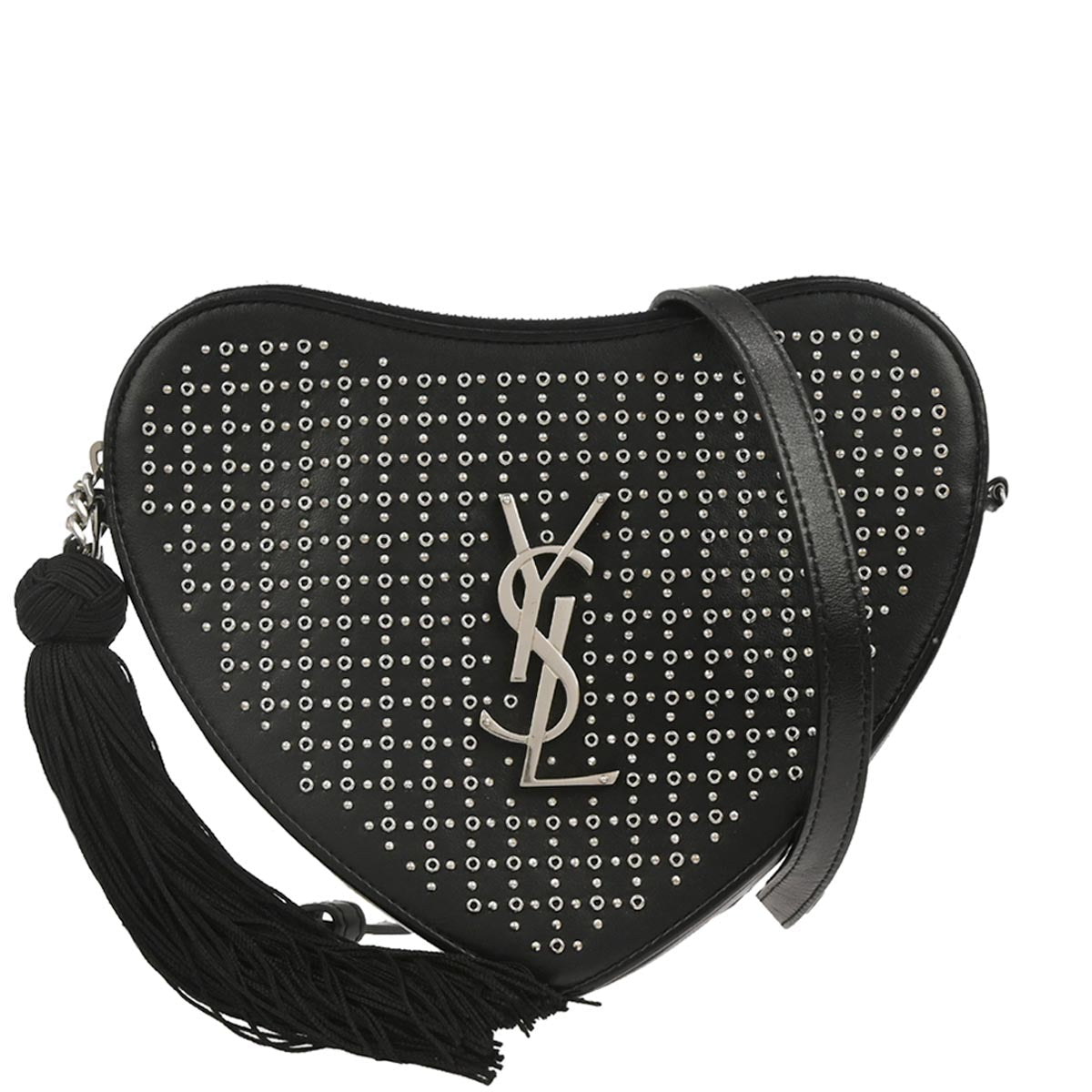 Saint Laurent Black Leather Love Heart Shoulder Bag