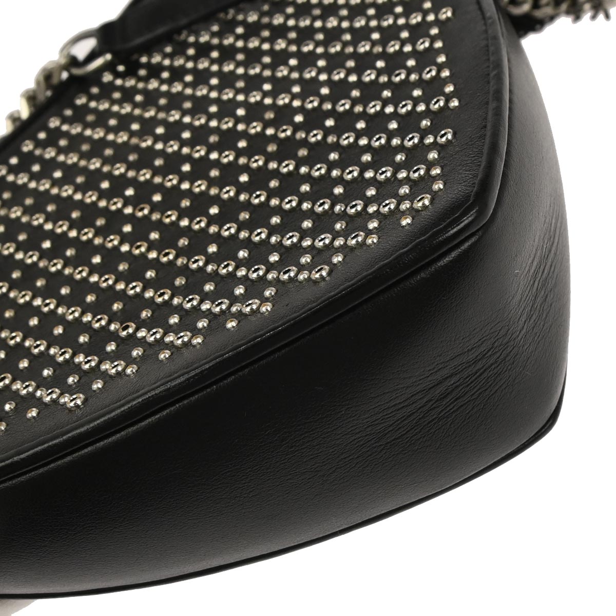 Saint Laurent Black Leather Love Heart Shoulder Bag