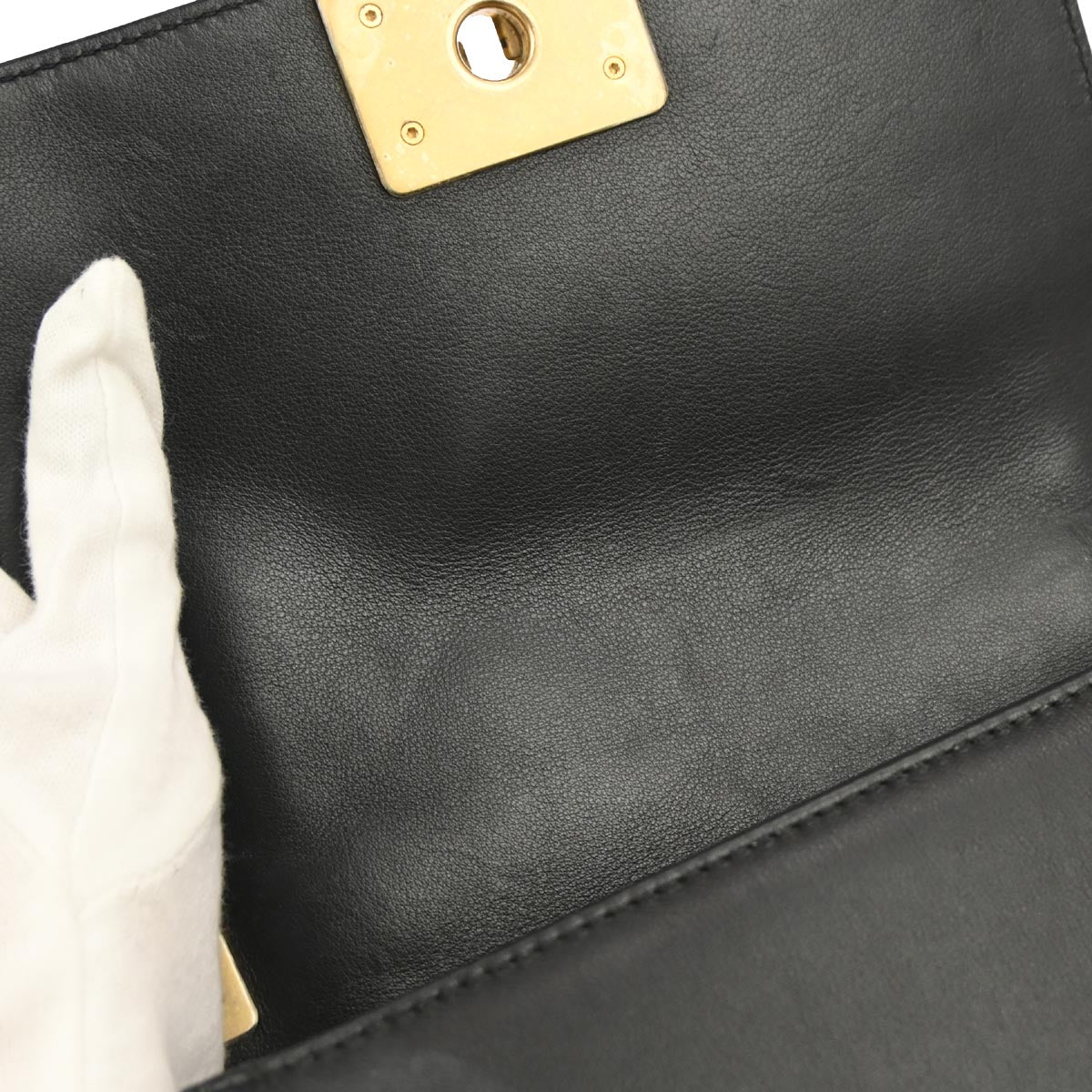 Boy Chanel Black Fur Lambskin Small 2way Shoulder Handbag