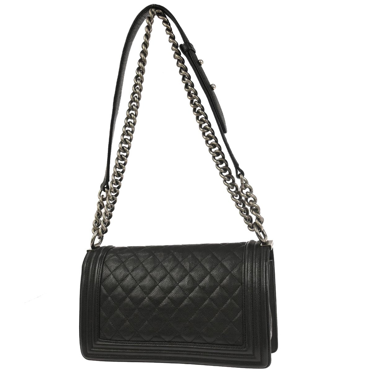 Boy Chanel Black Caviar Skin Medium Chain Shoulder Bag