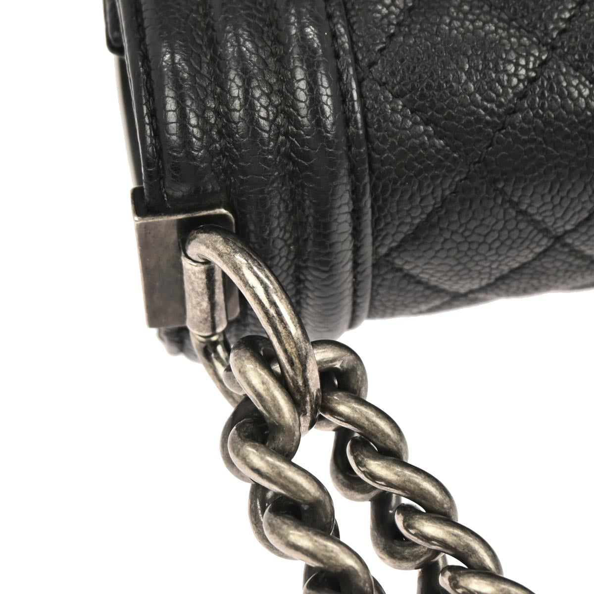 Boy Chanel Black Caviar Skin Medium Chain Shoulder Bag