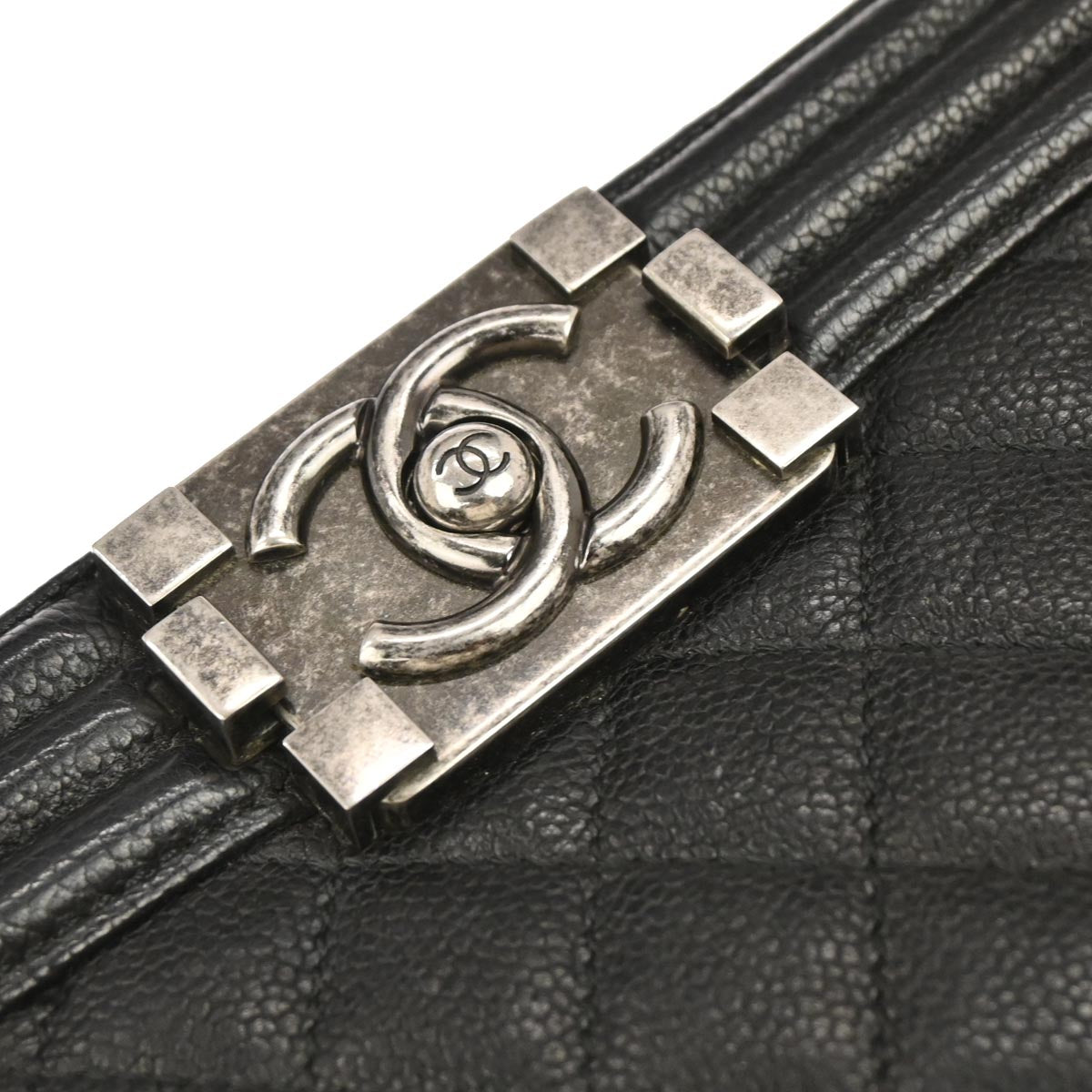 Boy Chanel Black Caviar Skin Medium Chain Shoulder Bag