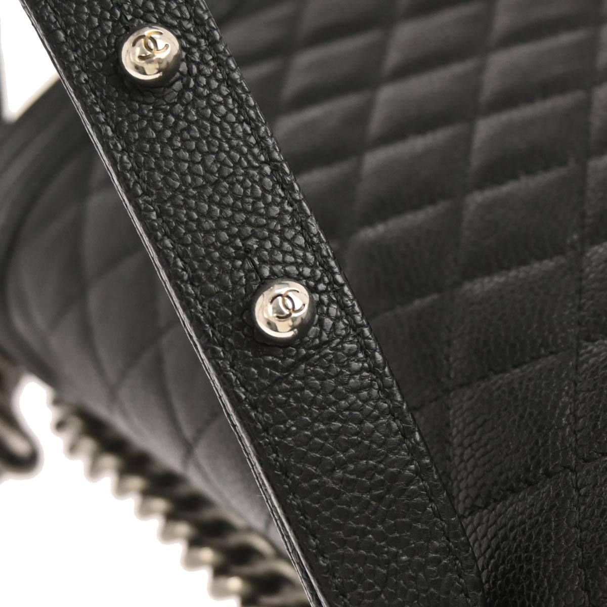 Boy Chanel Black Caviar Skin Medium Chain Shoulder Bag