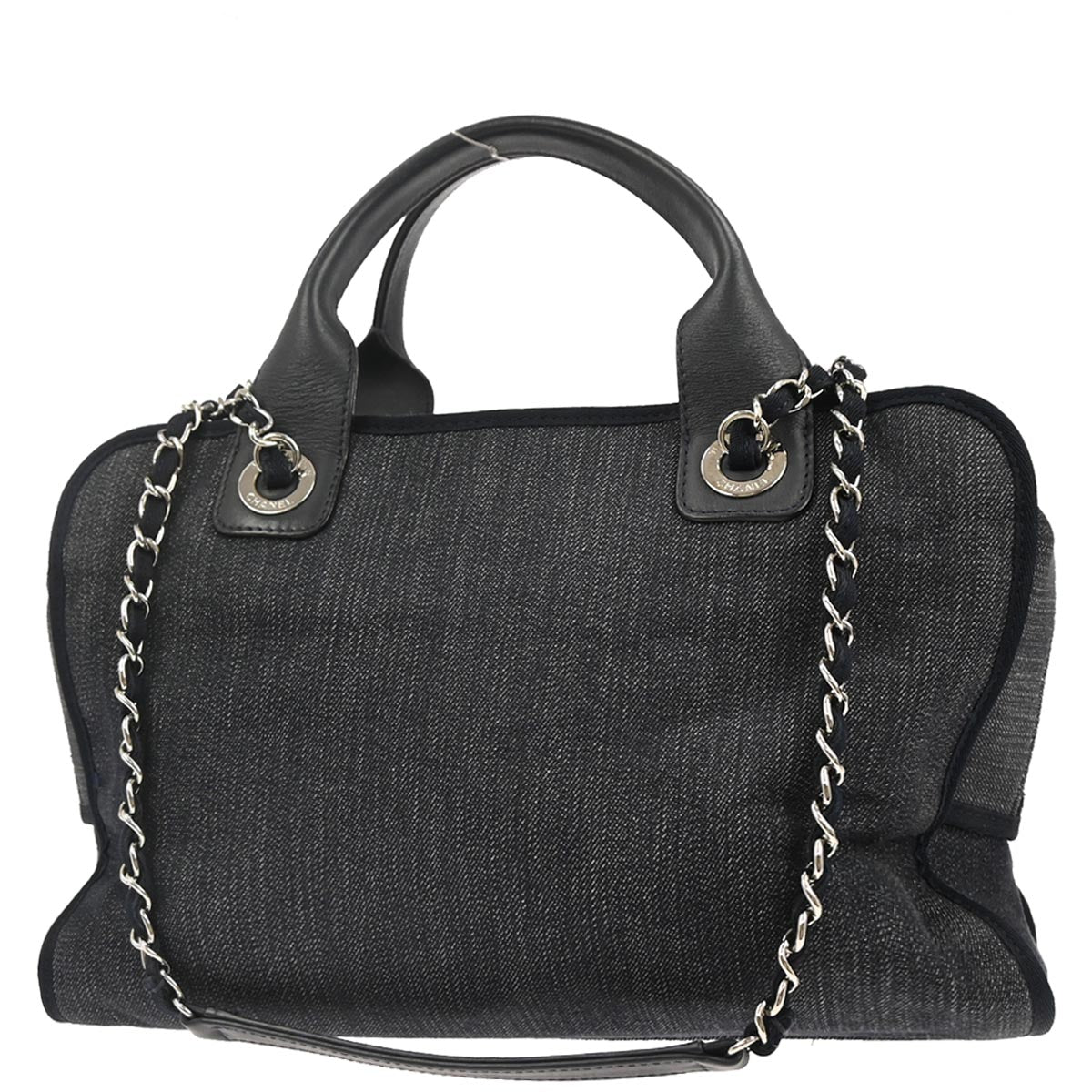 Chanel Navy Canvas Deauville Bowling Bag