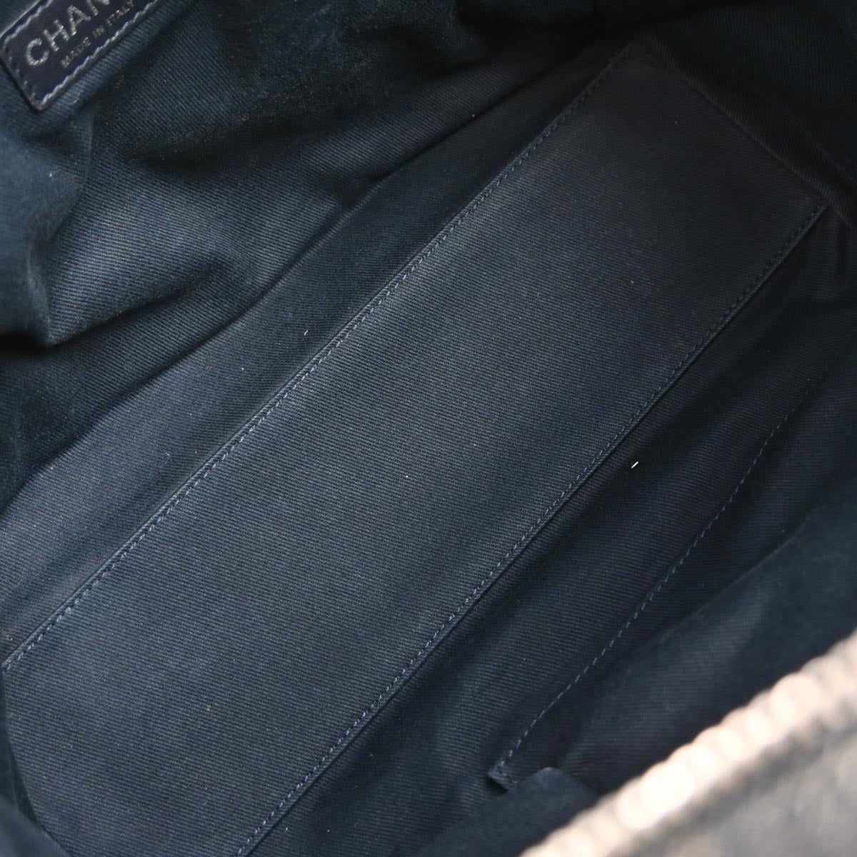 Chanel Navy Canvas Deauville Bowling Bag