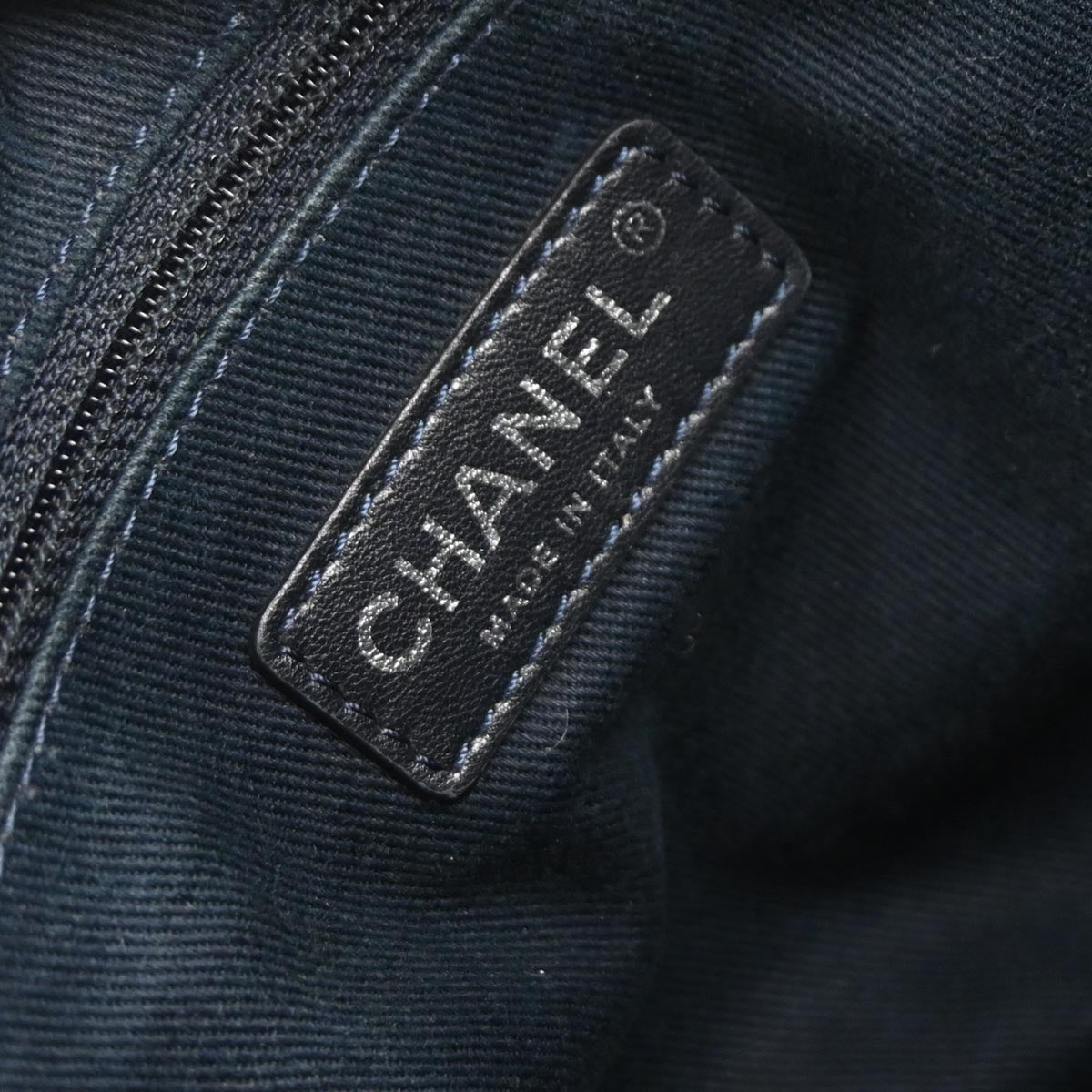 Chanel Navy Canvas Deauville Bowling Bag