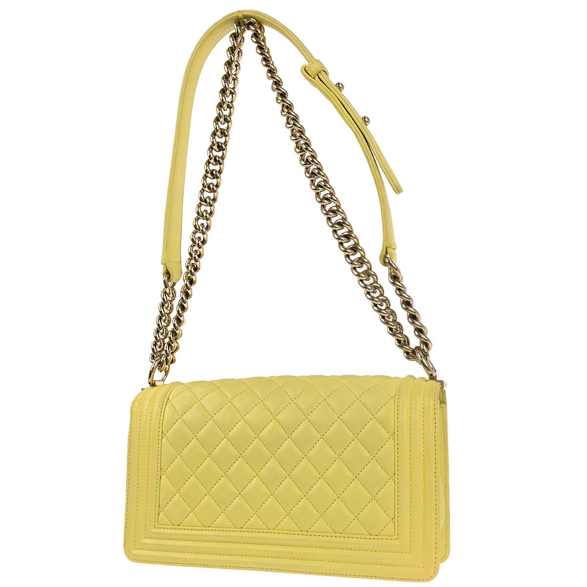 Boy Chanel Yellow Lambskin Medium Chain Shoulder Bag