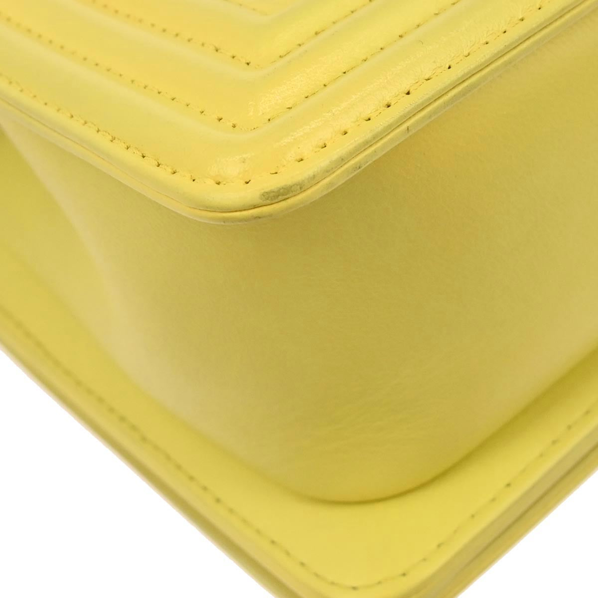 Boy Chanel Yellow Lambskin Medium Chain Shoulder Bag