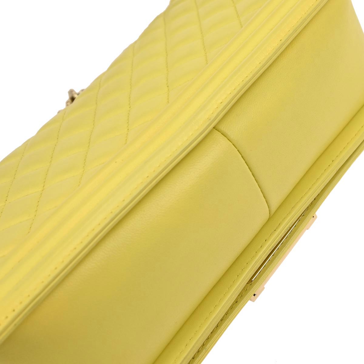 Boy Chanel Yellow Lambskin Medium Chain Shoulder Bag