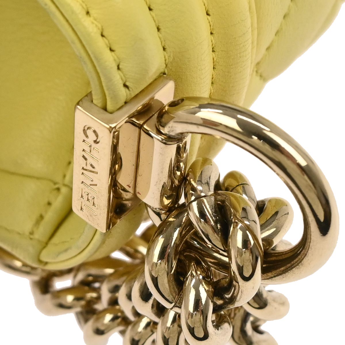 Boy Chanel Yellow Lambskin Medium Chain Shoulder Bag