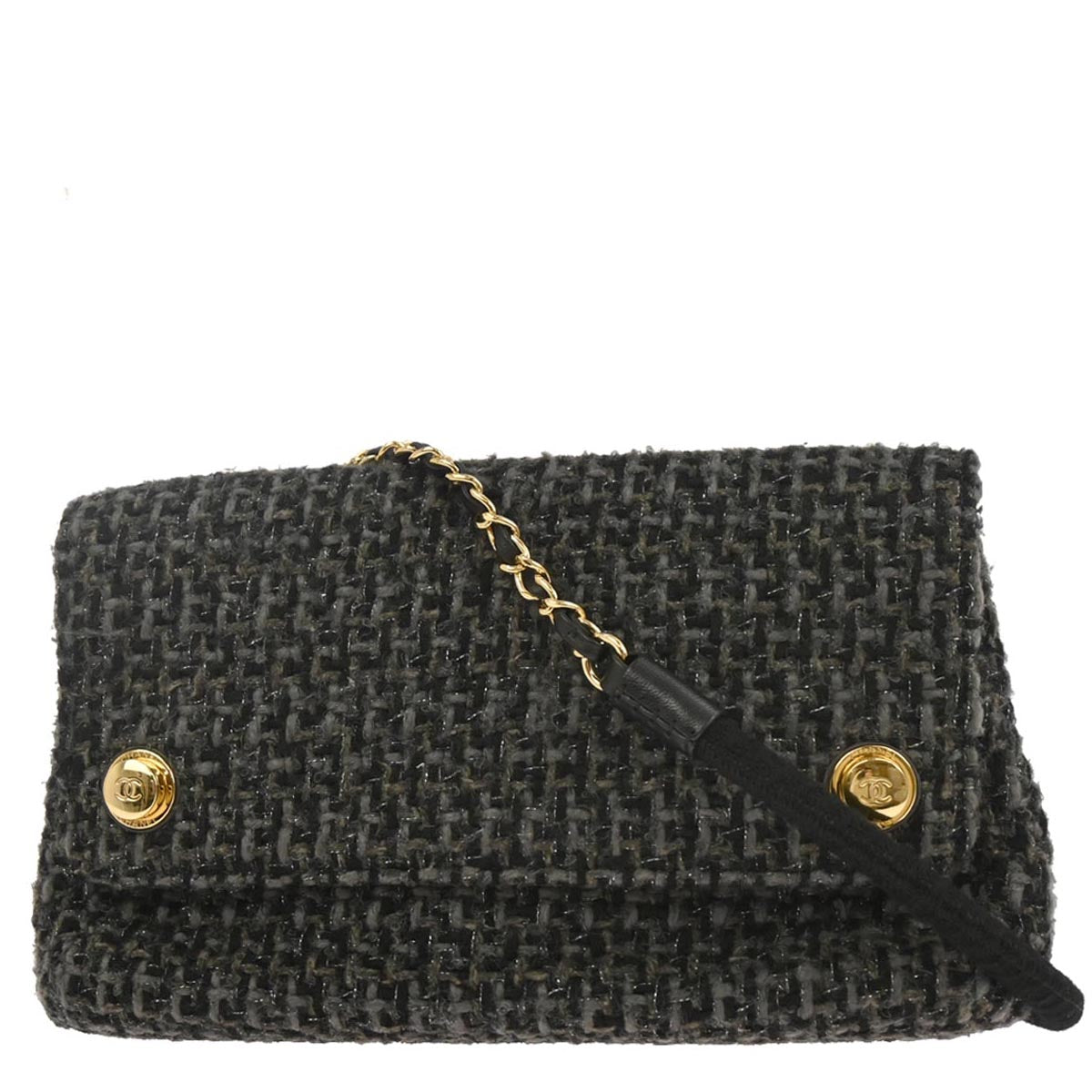 Chanel Black Tweed Double Sided Shoulder Bag