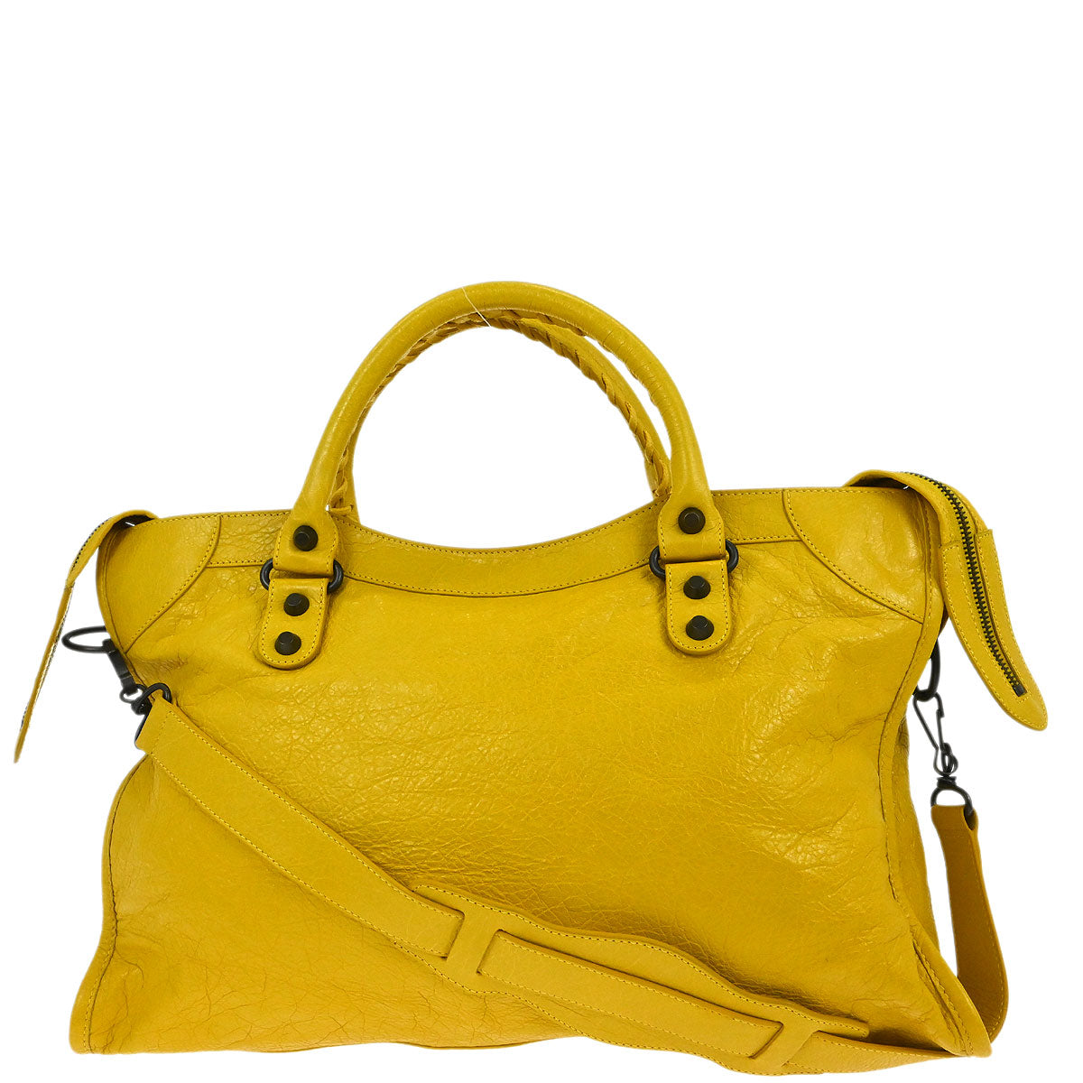 Balenciaga Yellow Lambskin Classic City 2way Shoulder Handbag