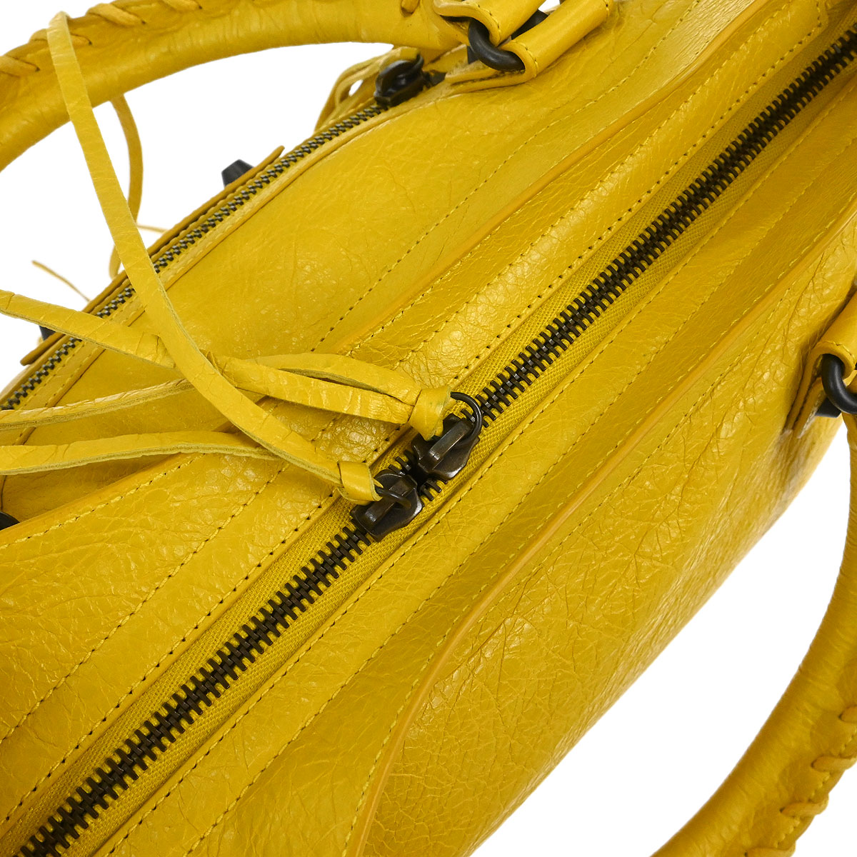 Balenciaga Yellow Lambskin Classic City 2way Shoulder Handbag