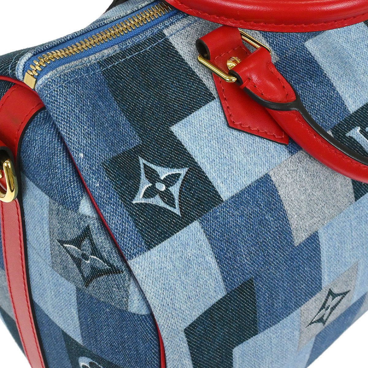 Louis Vuitton Denim Square Patchwork Speedy Bandouliere 30 2way Shoulder Handbag M45041