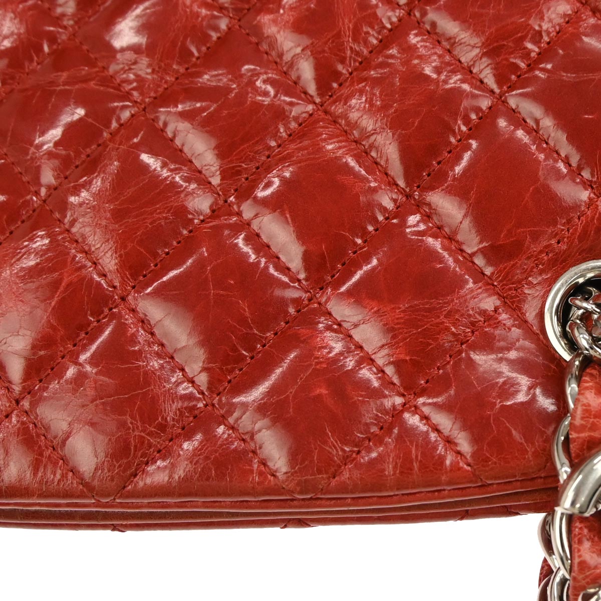 Chanel Red Patent Leather Medium Mademoiselle Bowling Bag
