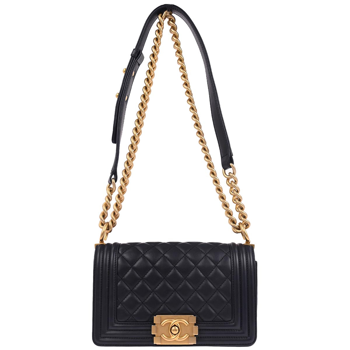 Boy Chanel Navy Lambskin Small Chain Shoulder Bag