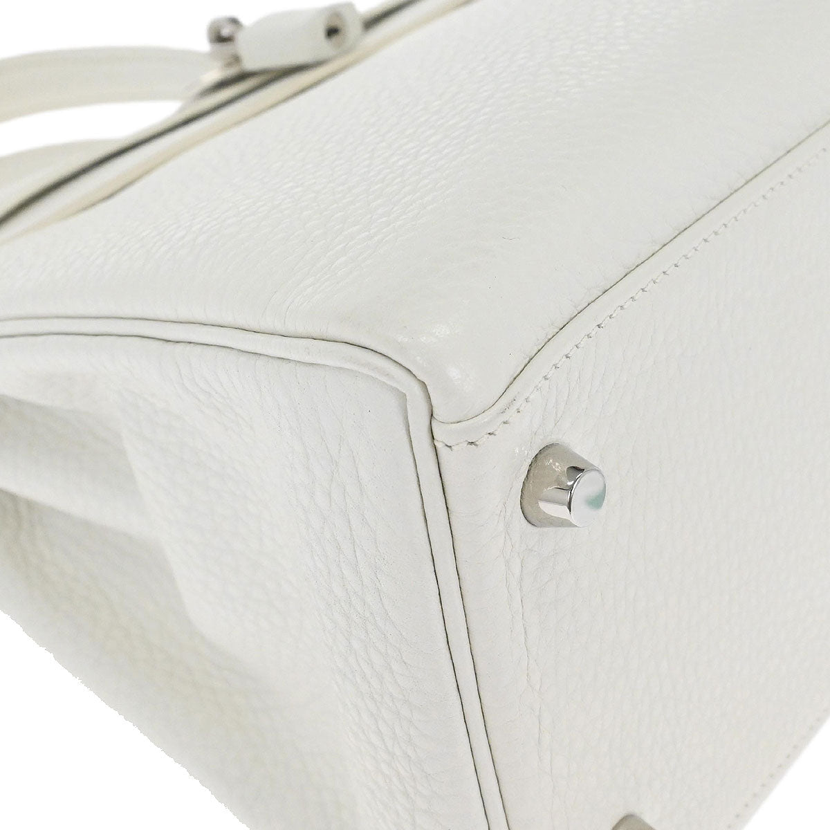 Hermes White Taurillon Clemence Kelly 28 Retourne 2way Shoulder Handbag