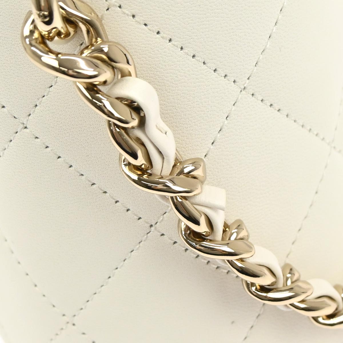 Chanel White Lambskin Vanity Shoulder Bag