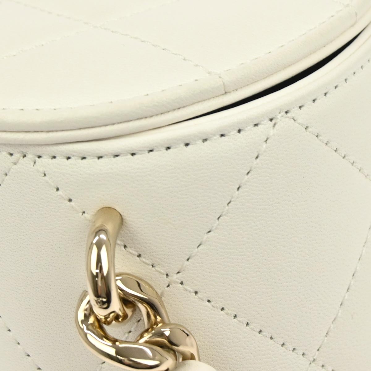 Chanel White Lambskin Vanity Shoulder Bag