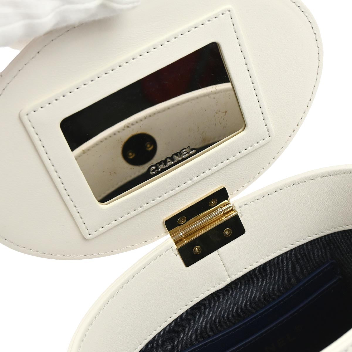 Chanel White Lambskin Vanity Shoulder Bag