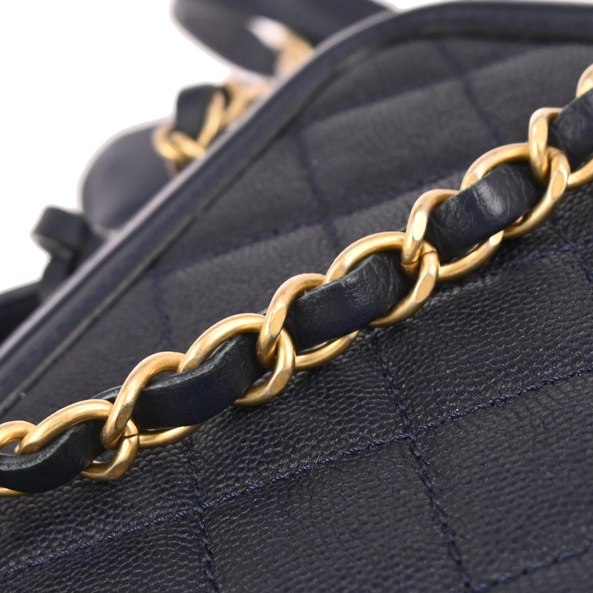 Chanel Navy Caviar CC Filigree 2way Vanity Shoulder Handbag