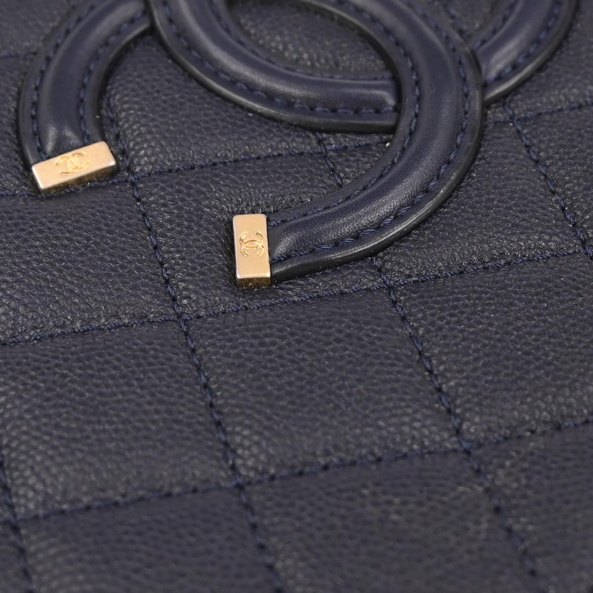 Chanel Navy Caviar CC Filigree 2way Vanity Shoulder Handbag