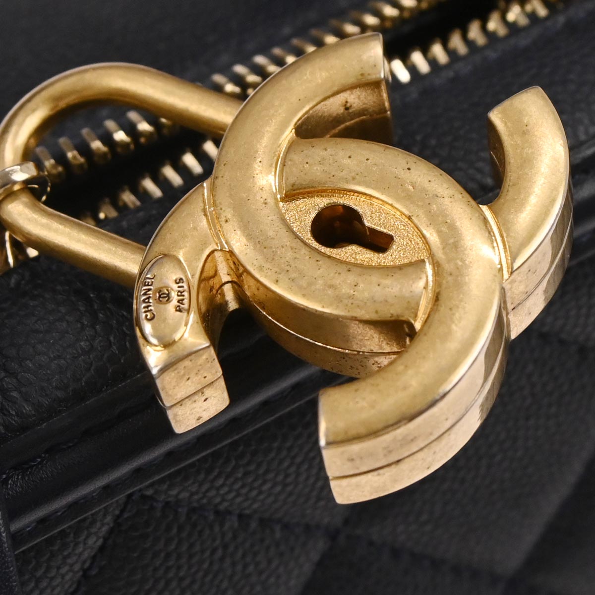 Chanel Navy Caviar CC Filigree 2way Vanity Shoulder Handbag