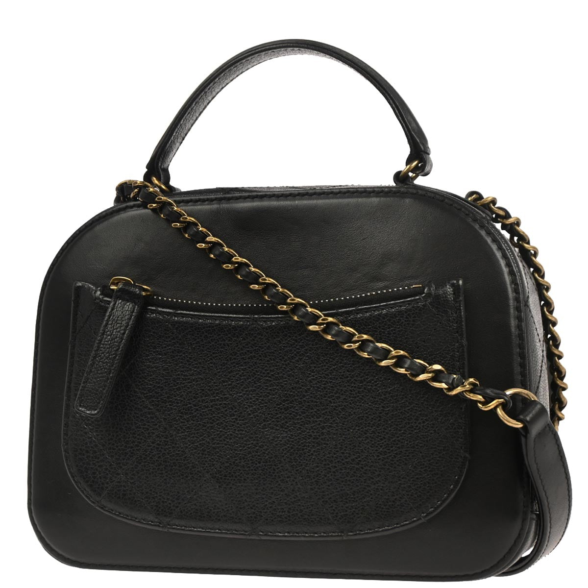 Chanel Black Calfskin Goatskin Coco Curve Vanity Bag 2way Shoulder Handbag