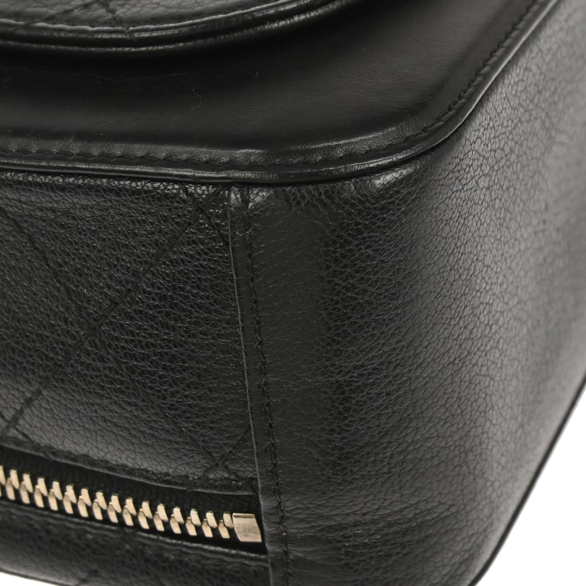 Chanel Black Calfskin Goatskin Coco Curve Vanity Bag 2way Shoulder Handbag