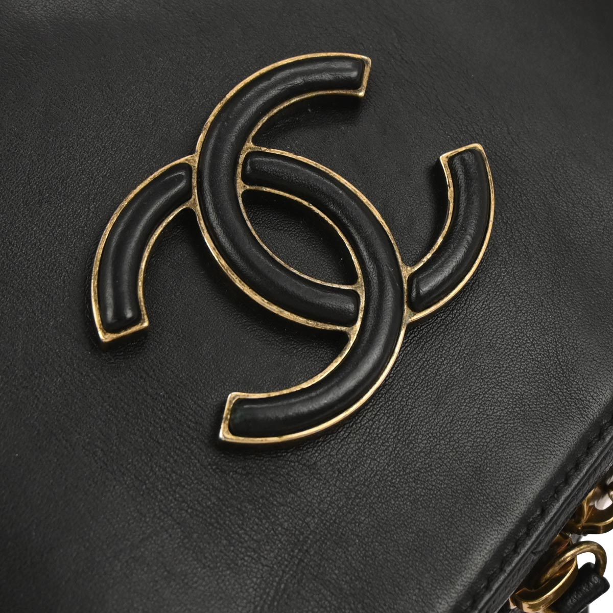 Chanel Black Calfskin Goatskin Coco Curve Vanity Bag 2way Shoulder Handbag