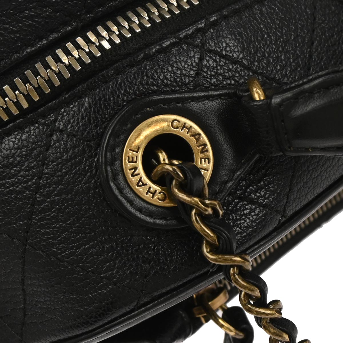 Chanel Black Calfskin Goatskin Coco Curve Vanity Bag 2way Shoulder Handbag