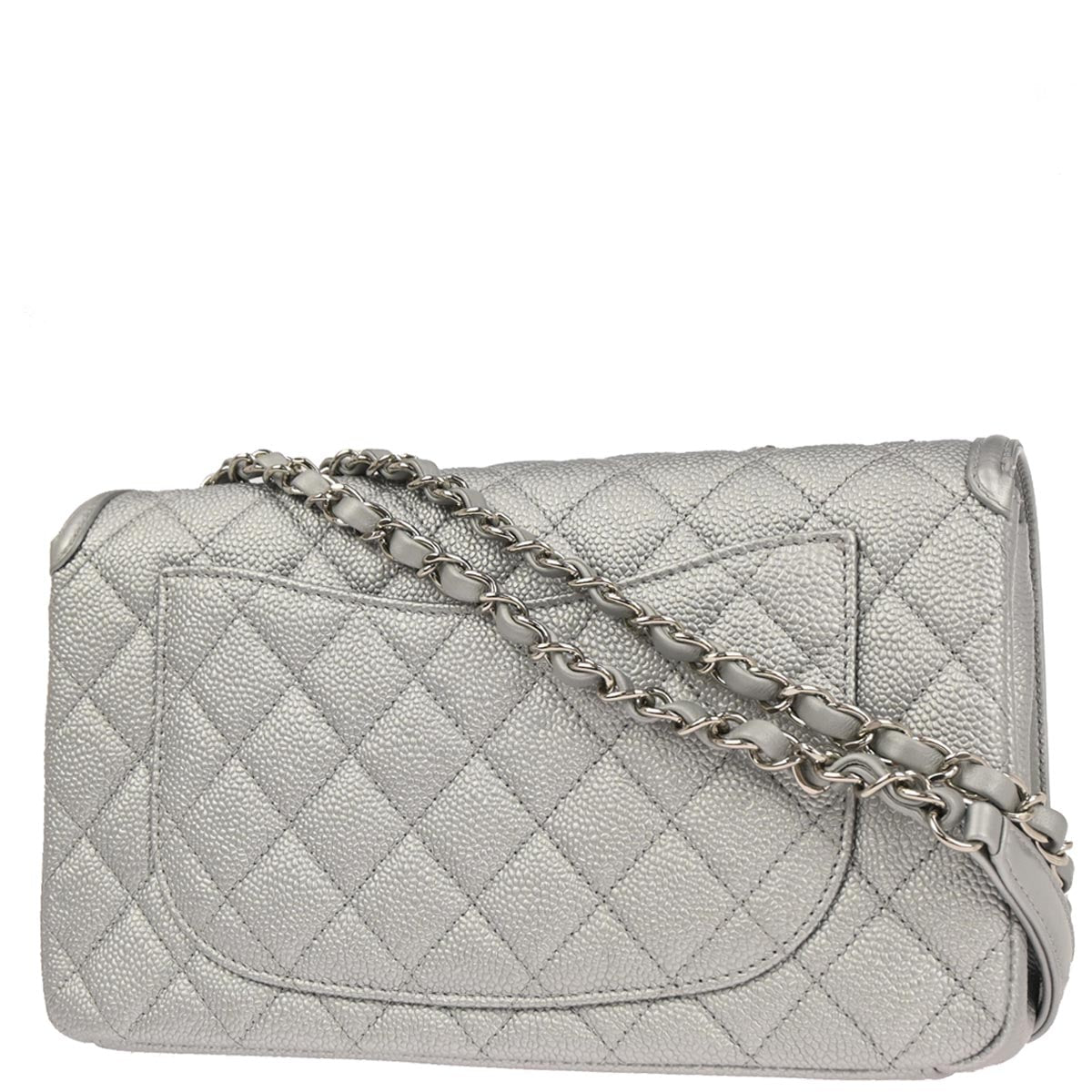 Chanel Silver Caviar Skin CC Filigree Flap Bag Shoulder Bag