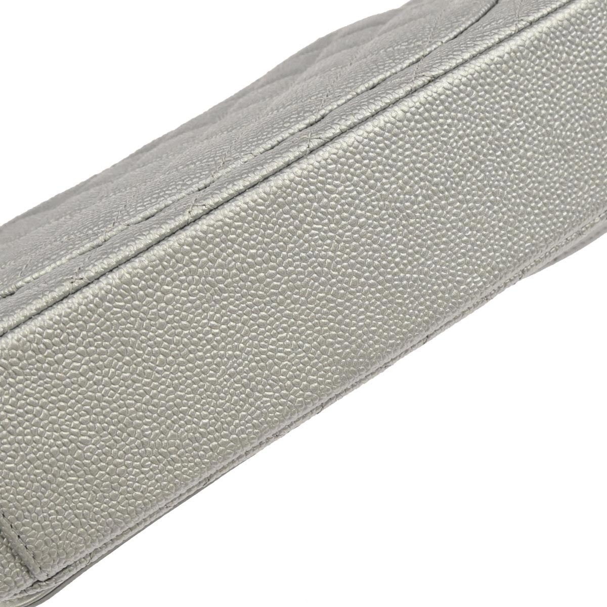 Chanel Silver Caviar Skin CC Filigree Flap Bag Shoulder Bag