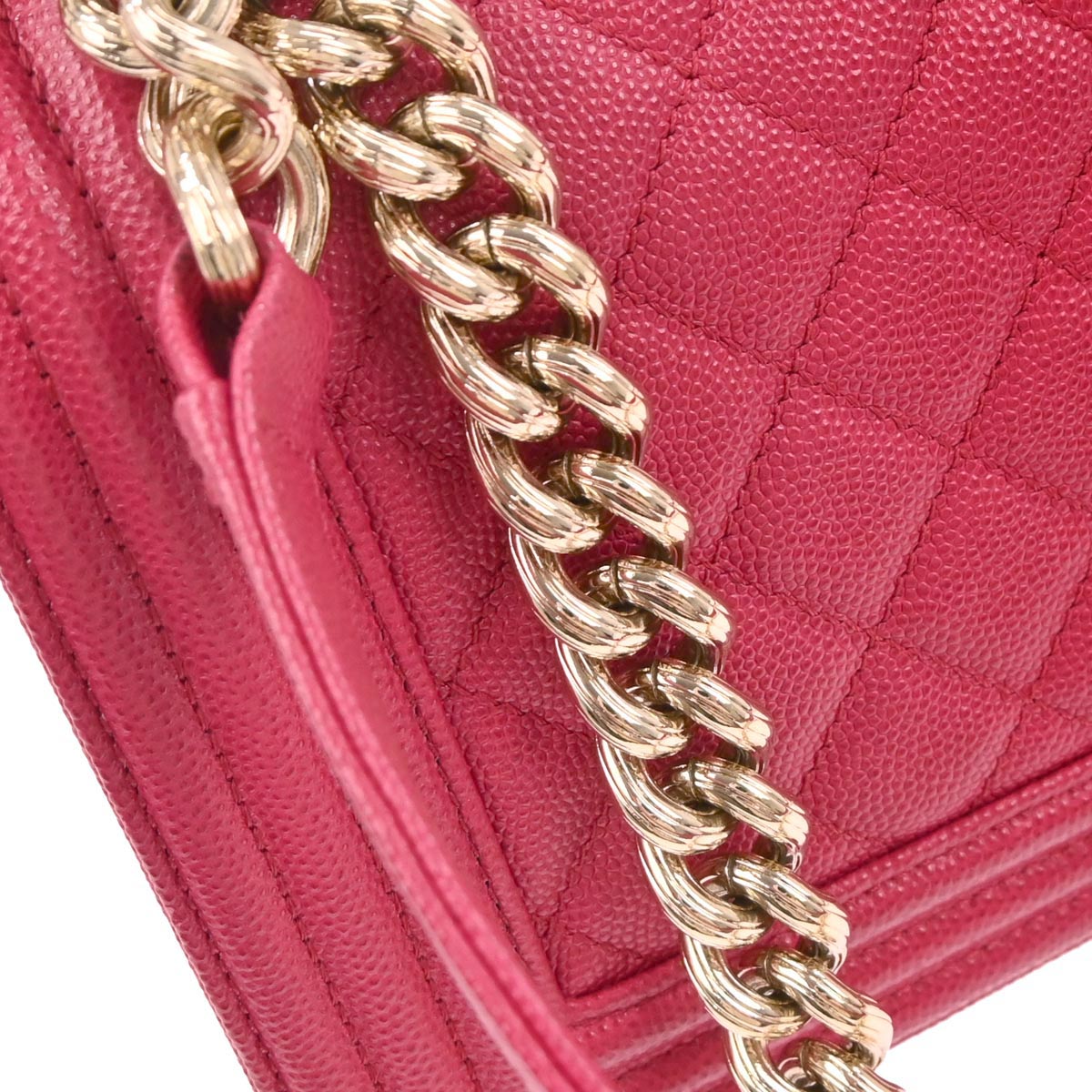 Boy Chanel Pink Caviar Skin Medium Chain Shoulder Bag