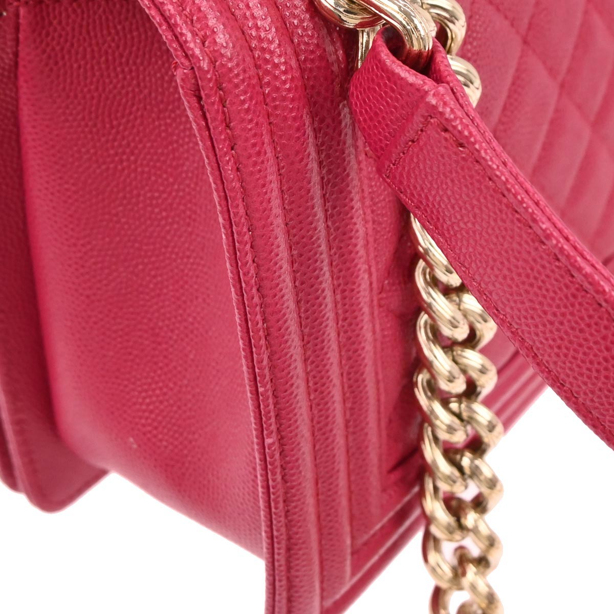 Boy Chanel Pink Caviar Skin Medium Chain Shoulder Bag
