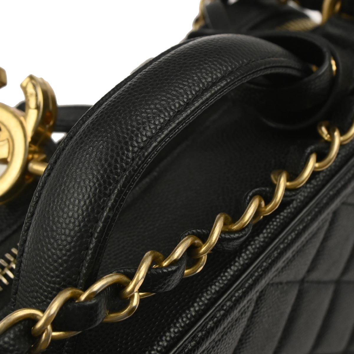 Chanel Black Caviar CC Filigree 2way Vanity Shoulder Handbag