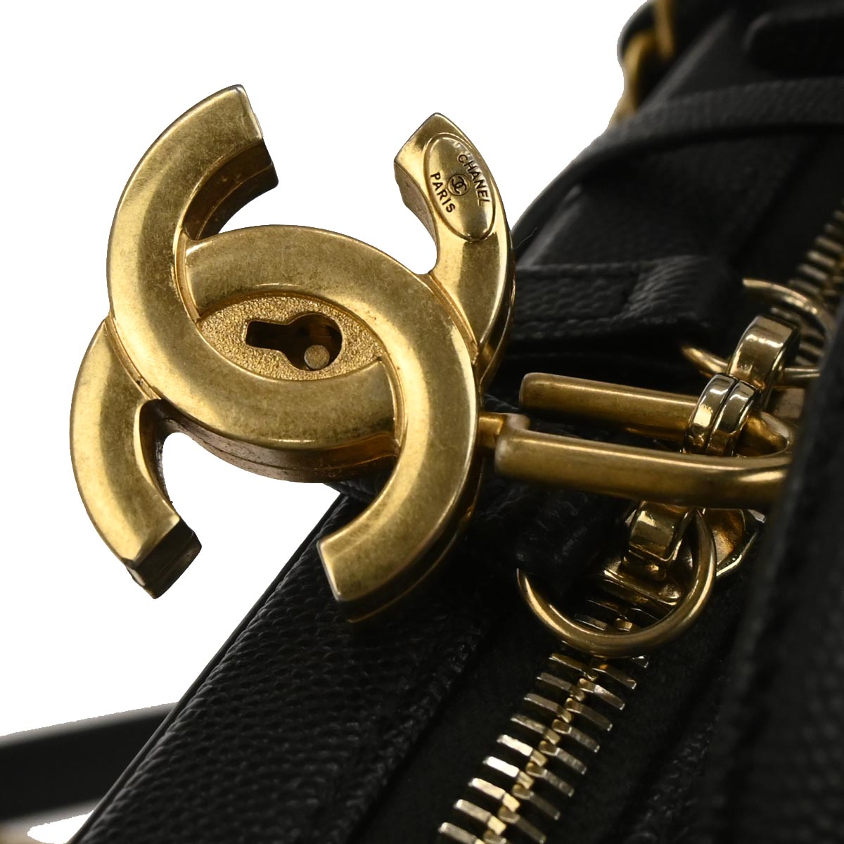 Chanel Black Caviar CC Filigree 2way Vanity Shoulder Handbag