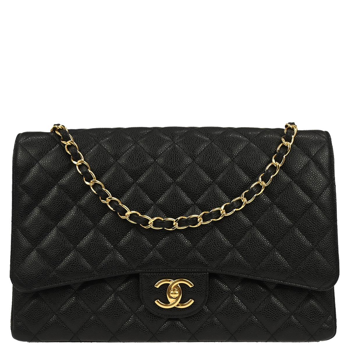 Chanel Black Caviar Skin Classic Double Flap Shoulder Bag