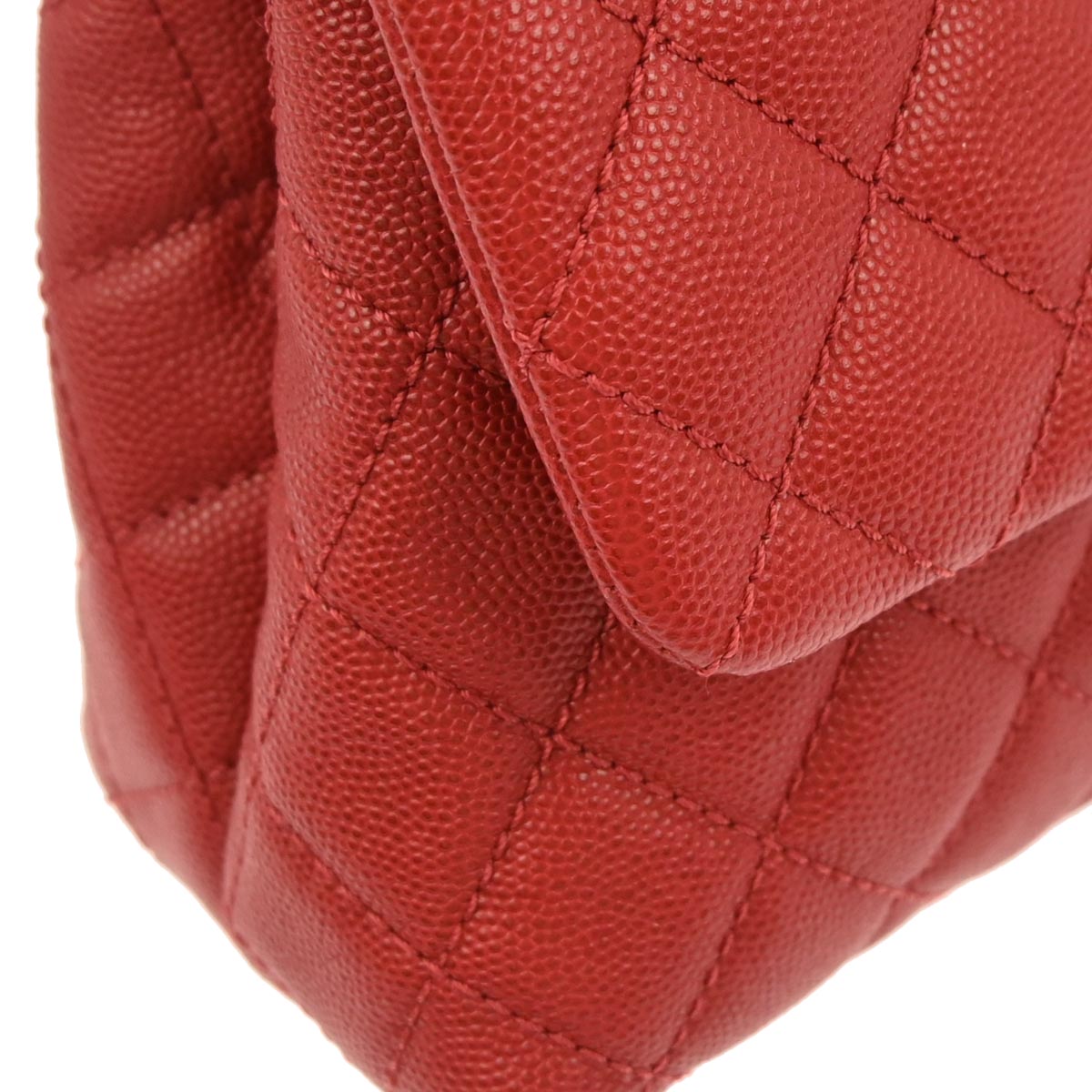 Chanel Red Caviar Coco Handle 2way Shoulder Handbag