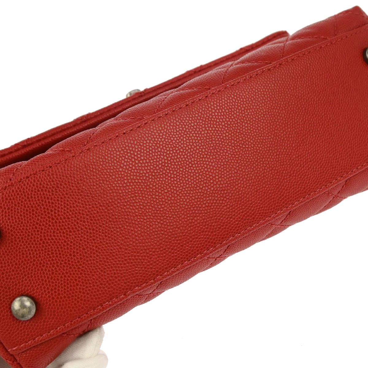 Chanel Red Caviar Coco Handle 2way Shoulder Handbag