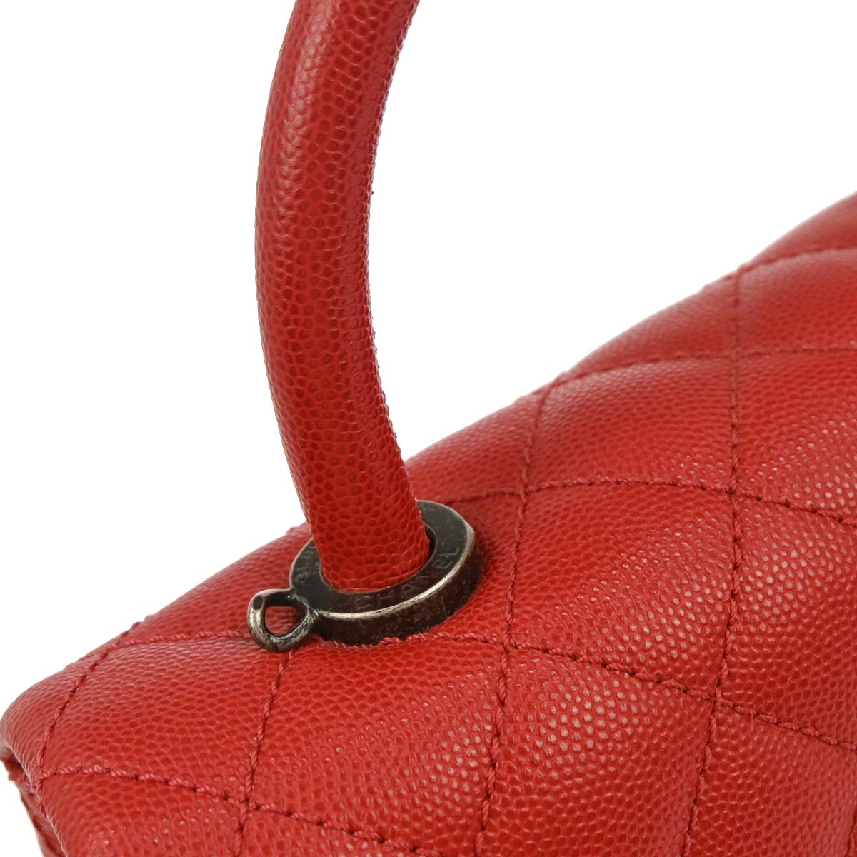 Chanel Red Caviar Coco Handle 2way Shoulder Handbag