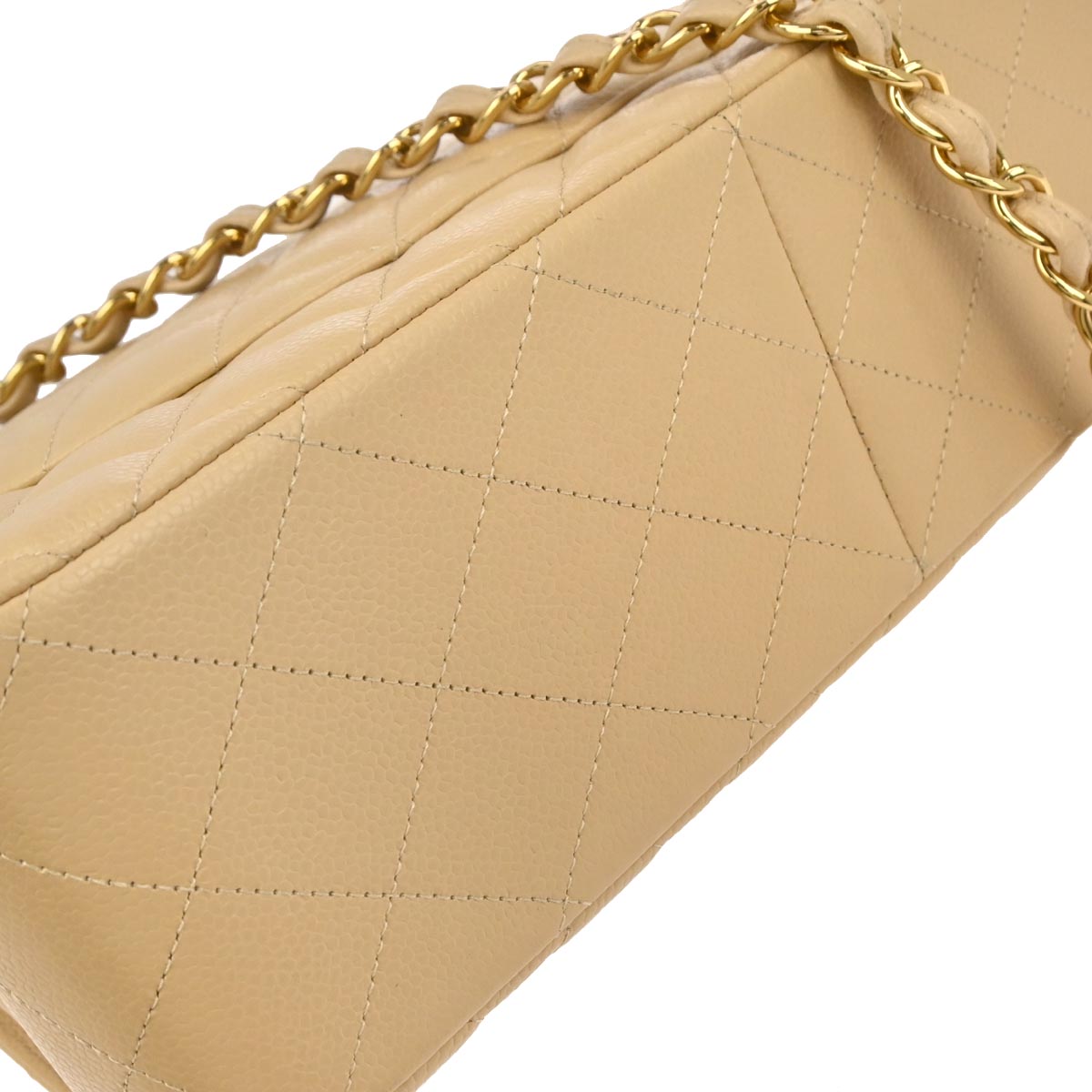 Chanel Beige Caviar Skin Classic Double Flap Shoulder Bag