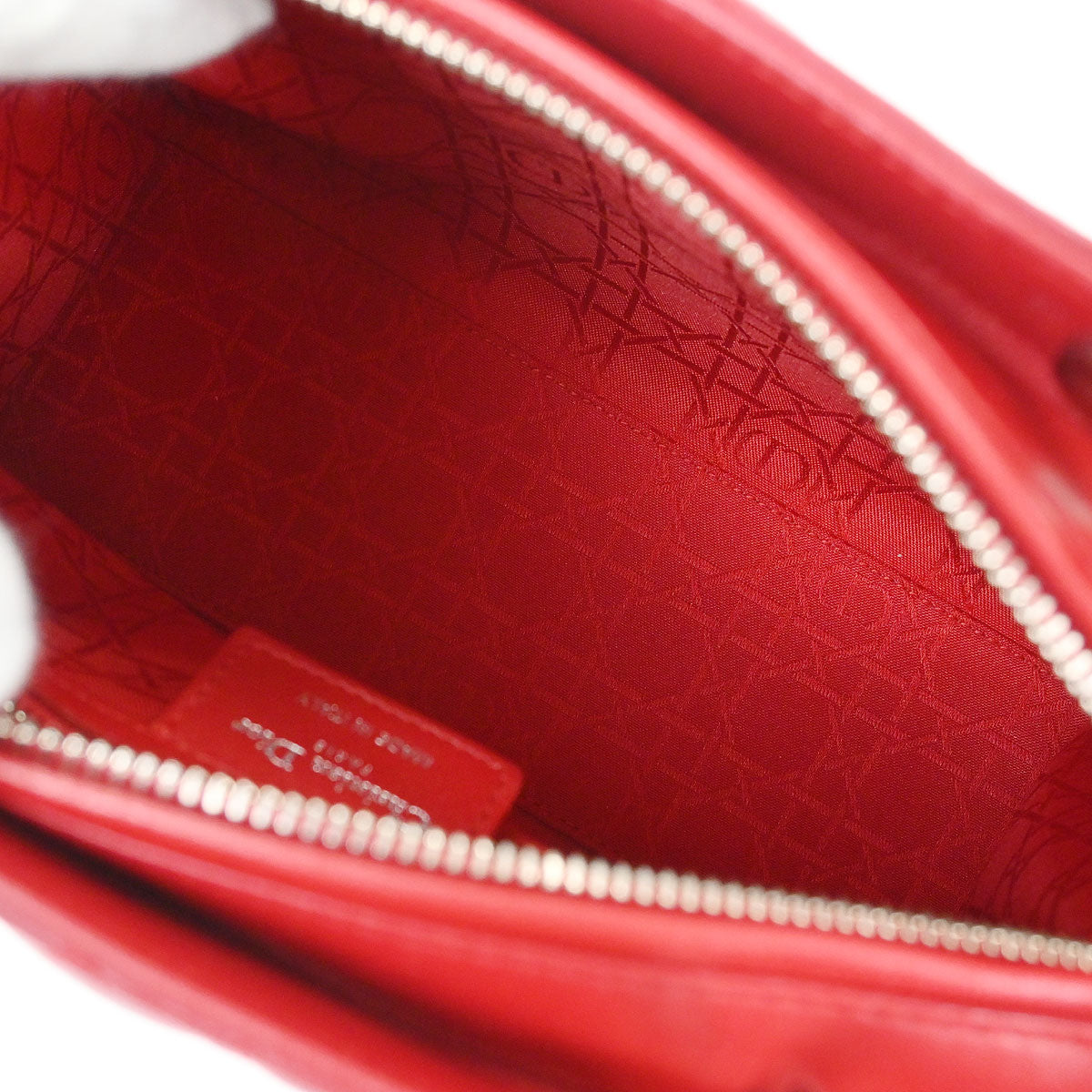 Christian Dior Red Lambskin Medium Lady Dior Cannage 2way Shoulder Handbag