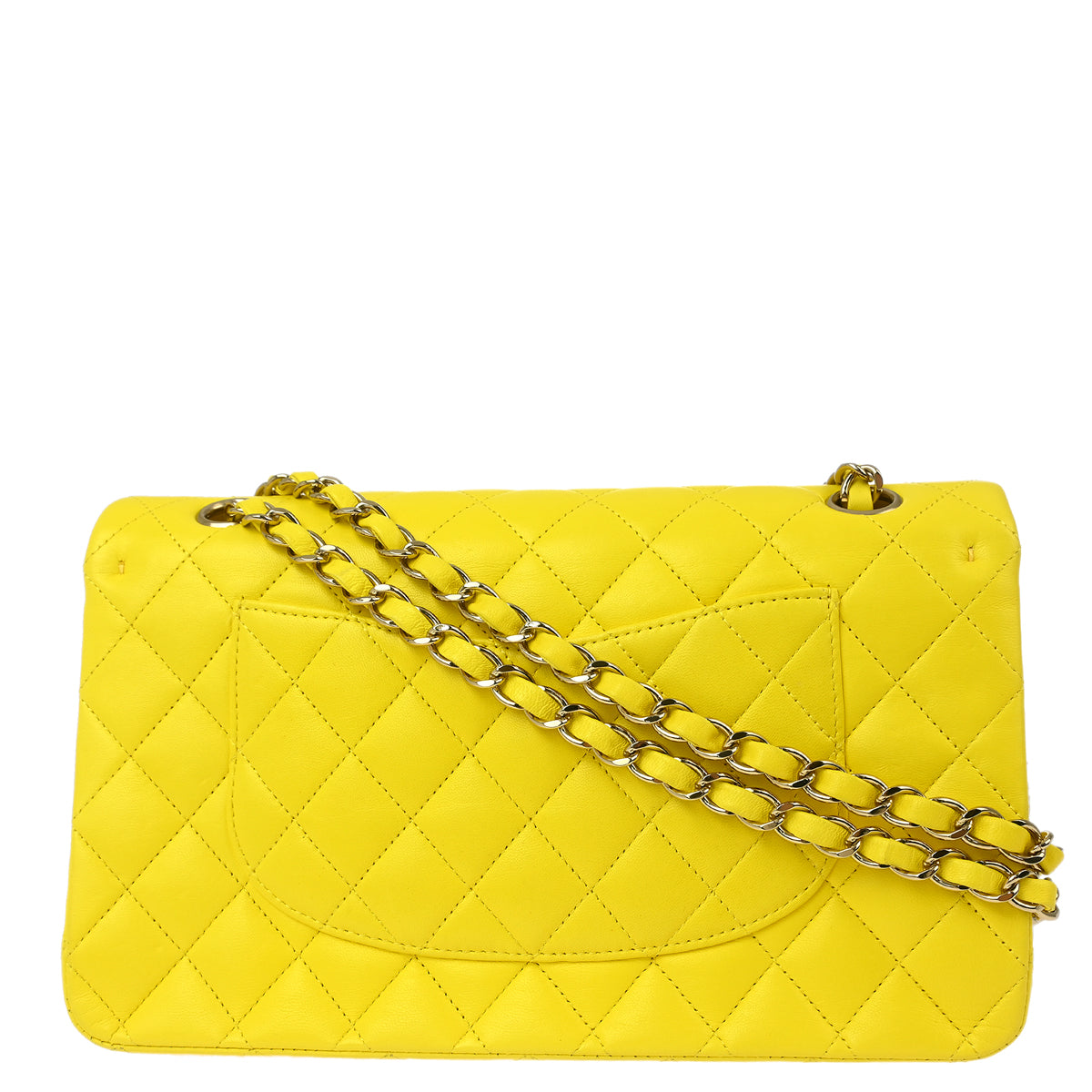 Chanel 2011 Yellow Lambskin Medium Classic Double Flap Shoulder Bag