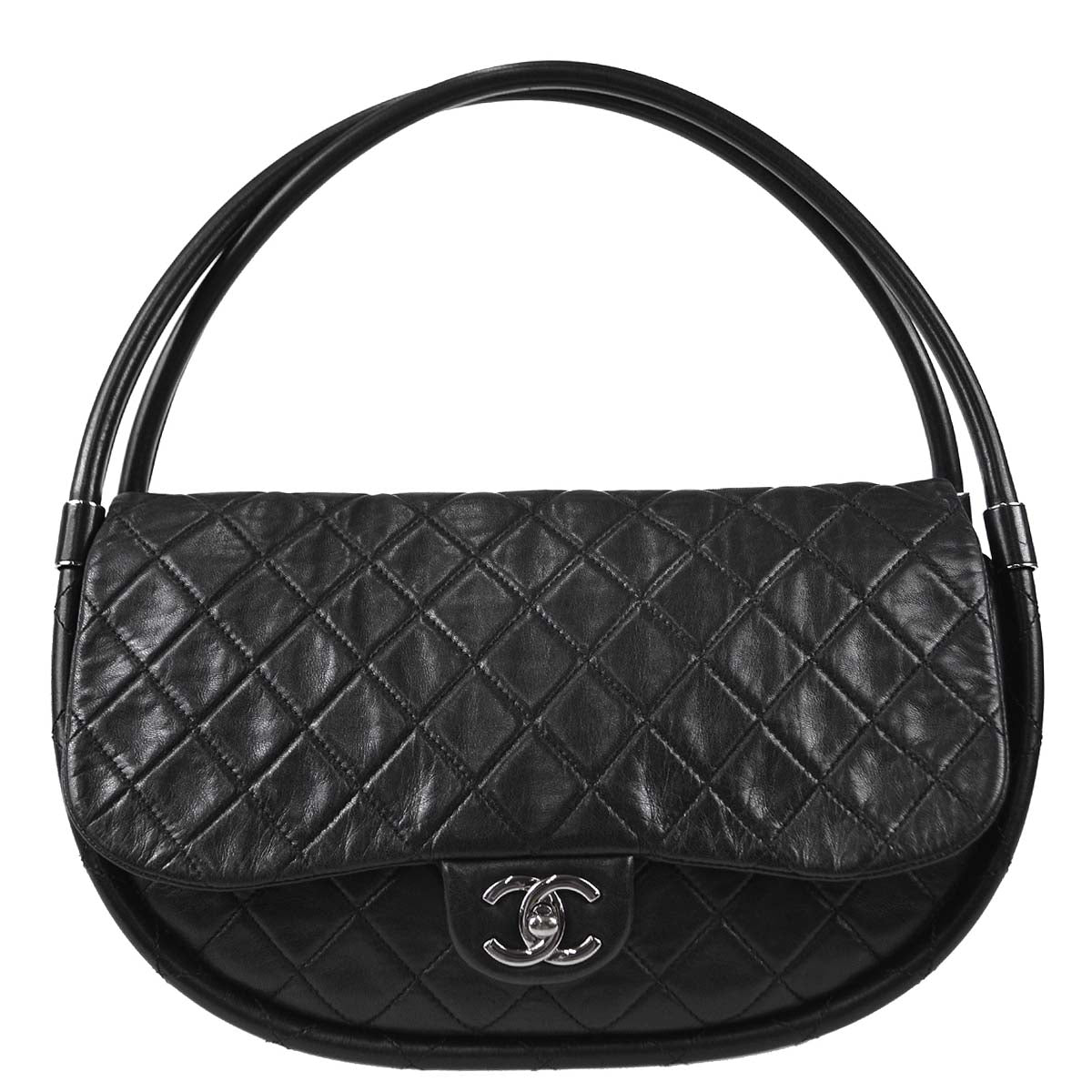 Chanel 2013-2014 Black Lambskin Hula Hoop Handbag